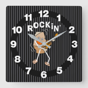 Rockin' Guitar Square Wall Clock