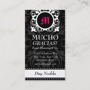 ROCKIN' MUCHO MONOGRAM BLACK BUSINESS CARD