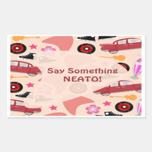 Rockin Pink Fifties Pattern Party Time Custom Sticker