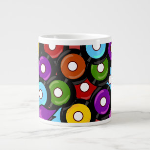 Rockin Records Colourful Multiple Vinyl Art Design Large Coffee Mug