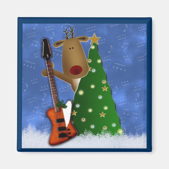Rockin' Red Nose Reindeer Magnet (Front)