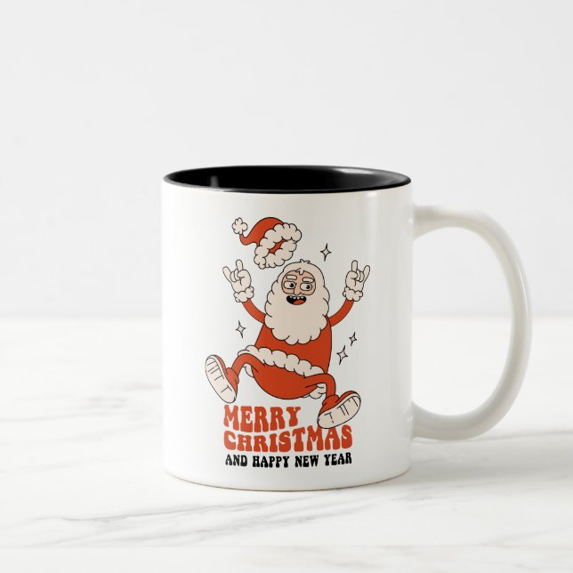 Rockin' Santa Claus - A Merry and Loud Christmas Two-Tone Coffee Mug (Right)