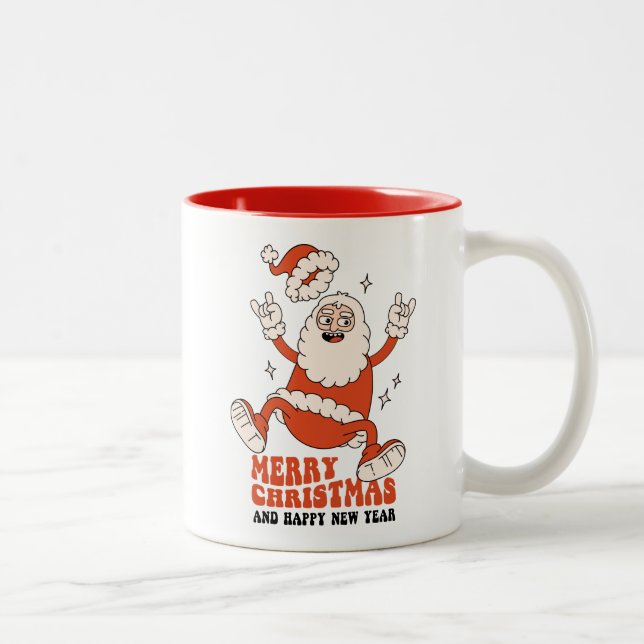 Rockin' Santa Claus - A Merry and Loud Christmas Two-Tone Coffee Mug (Right)