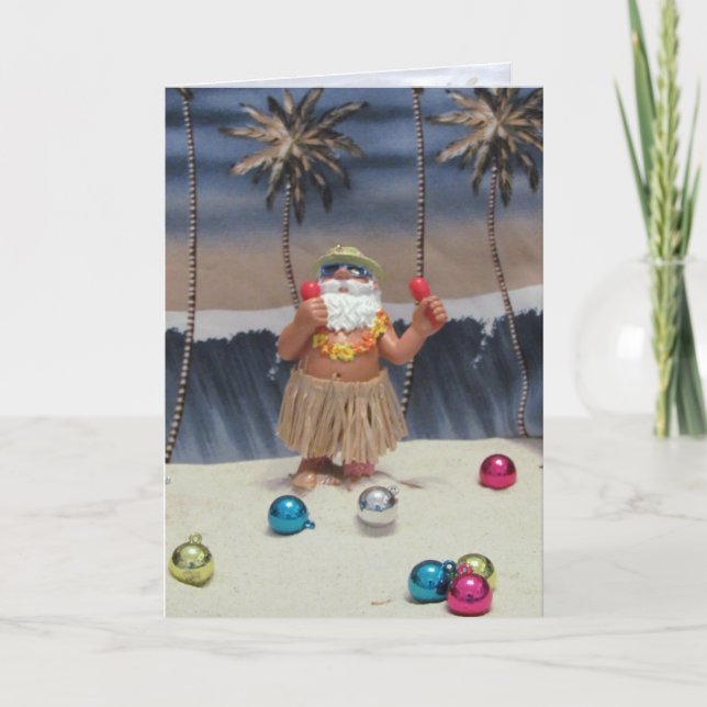 Rockin' Santa - Florida Beach Christmas Holiday Card (Front)
