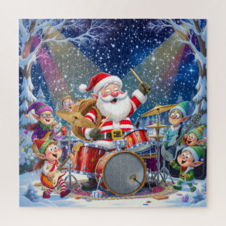 Rockin' Santa & The Elf Band: Christmas Drummer Jigsaw Puzzle