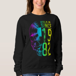 Rockin' Since 1982 Vintage Vinyl Record Gothic Sk Sweatshirt
