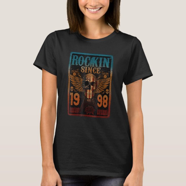 Rockin' Since 1998 Skull Rock - 25 Year Old 25th B T-Shirt (Front)