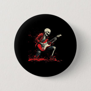Rockin' Skeleton- Electric Guitar Halloween Punk R 2 Inch Round Button