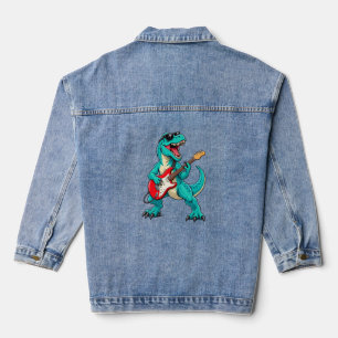 Rockin’ T-Rex – Cool Dinosaur Guitarist Denim Jacket