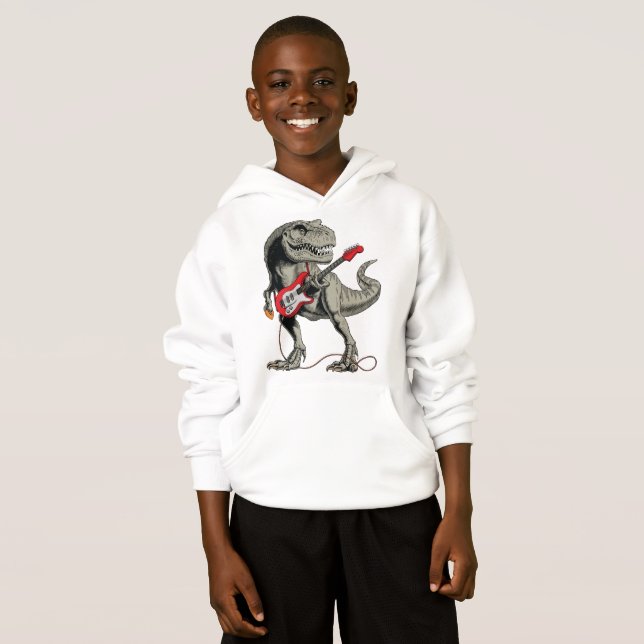 Rockin' T-Rex: Dinosaur Playing Electric Guitar (Front Full)