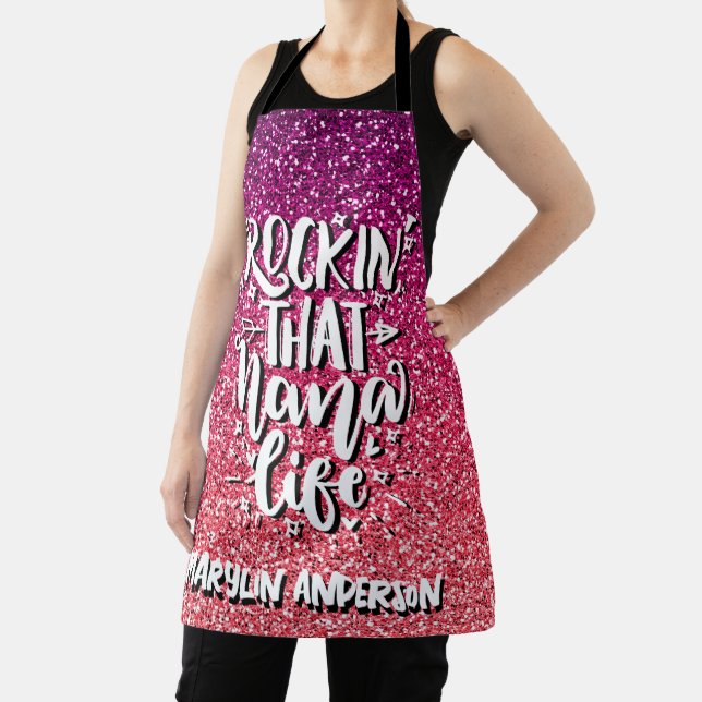 ROCKIN' THAT NANA LIFE CUSTOM  TYPOGRAPHY APRON (Insitu)