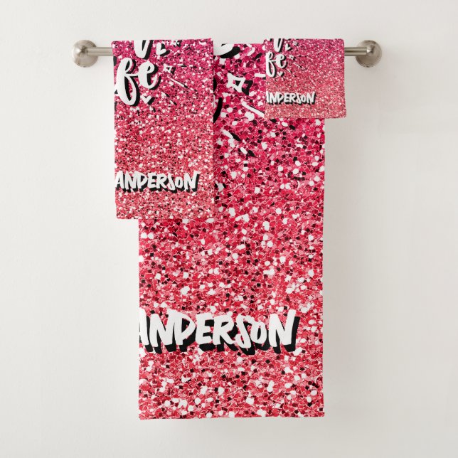 ROCKIN' THAT NANA LIFE CUSTOM  TYPOGRAPHY BATH TOWEL SET (Insitu)