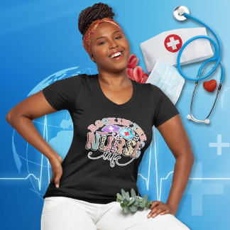 Rockin' The Nurse Life Retro Groovy  T-Shirt