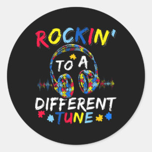 Rockin' To A Different Tune Autistic Autism Awaren Classic Round Sticker