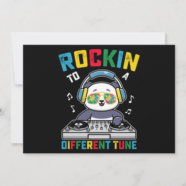 Rockin To A Different Tune Panda Autism Awareness Invitation (Front)