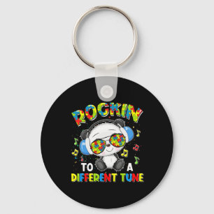 Rockin' To A Different Tune Panda Autism Awareness Keychain