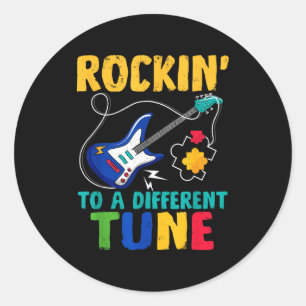 Rockin' to different tune autism guitar music classic round sticker