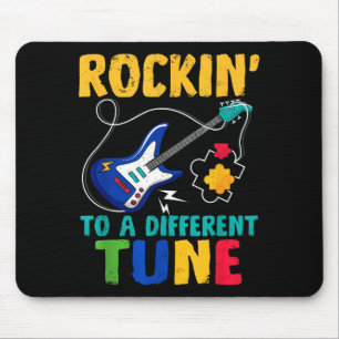 Rockin' to different tune autism guitar music mouse pad