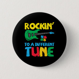 Rockin To Different Tune Guitar Autism Awareness M 2 Inch Round Button
