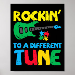 Rockin To Different Tune Guitar Autism Awareness M Poster