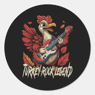Rockin' Turkey - Fun Musical Thanksgiving Guitar R Classic Round Sticker