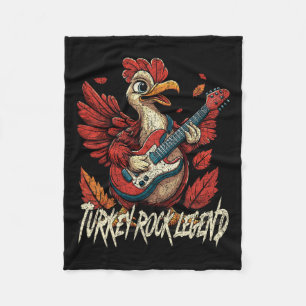 Rockin' Turkey - Fun Musical Thanksgiving Guitar R Fleece Blanket