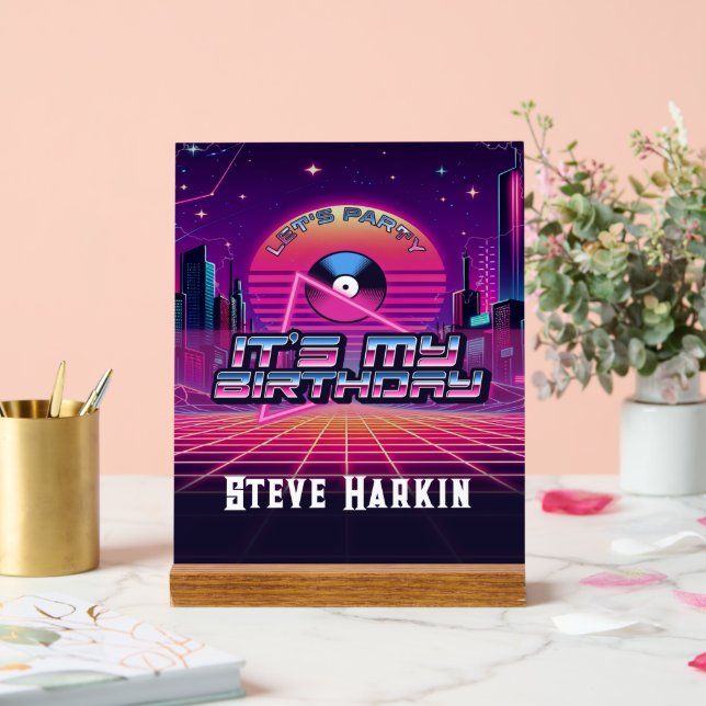 Rockin Vaporwave Party Acrylic Sign (Wedding)