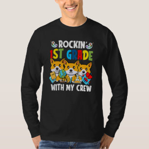 Rocking 1st Grade Back To School Cute Dog Corgi Fi T-Shirt