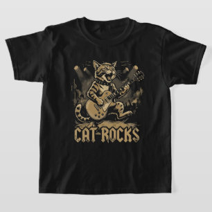 Rocking Cat Guitar Funny Music Animal Design T-Shirt