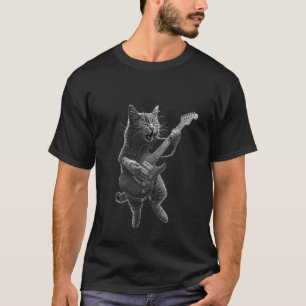 Rocking Cat Playing Guitar Music Lover T-Shirt