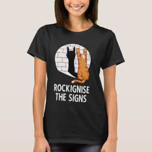 rocking cat showing metal fist rockin kitten rocki T-Shirt