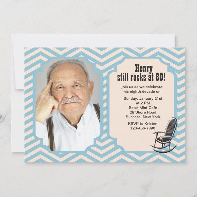 Rocking Chair Chevron Photo Invitation (Front)