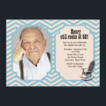 Rocking Chair Chevron Photo Invitation<br><div class="desc">This invitation has a blue and cream chevron pattern and a decorative photo window and panel for your personalization. It features a rocking chair motif and is perfect for a senior citizen's birthday celebration. (FP) The card is easy to customize with your wording, font, font colour, paper shape options and...</div>