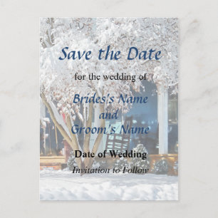 Rocking Chair on Porch in Winter Save the Date Announcement Postcard