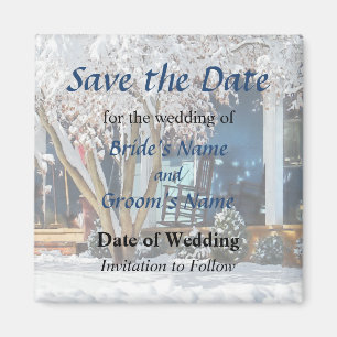 Rocking Chair on Porch in Winter Save the Date Magnet