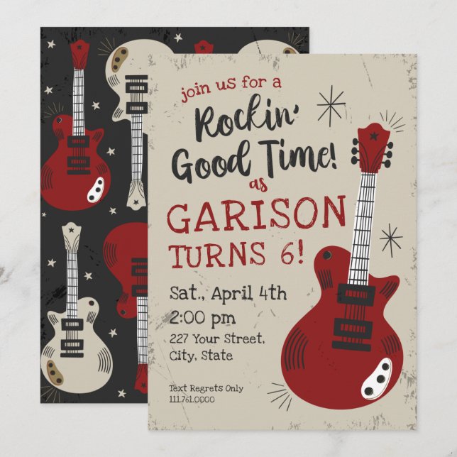 Rocking Good Time Rockstar Birthday Invitation (Front/Back)