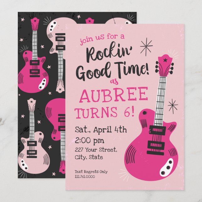 Rocking Good Time Rockstar Birthday Invitation (Front/Back)