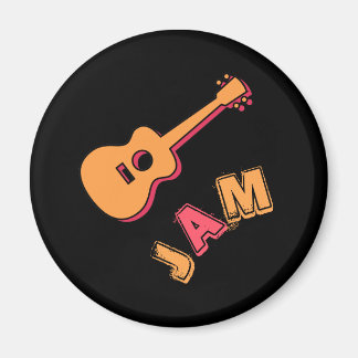 Rocking Guitar, Music Jam Style, Orange & Red Art Magnet