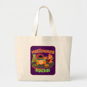 RockIng Halloween Spooky October Cartoon Fun Large Tote Bag