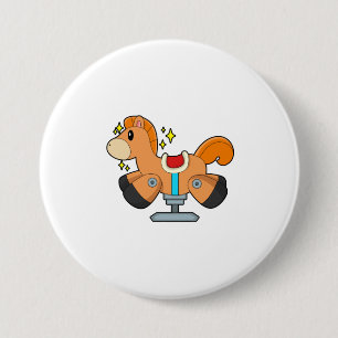 Rocking horse 3 inch round button