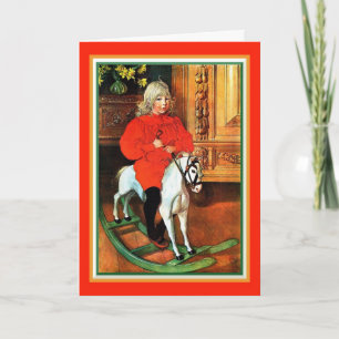 Rocking Horse and Child Vintage Customs Holiday Card