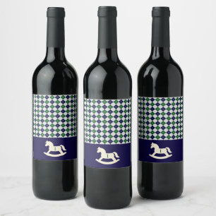 Rocking Horse Argyle 1st Birthday Drink Label