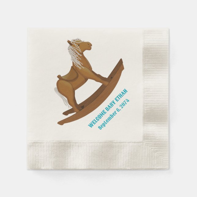 Rocking Horse Baby Shower Custom Napkin (Front)
