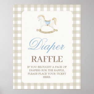 Rocking Horse baby shower Diaper Raffle sign