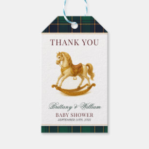 Rocking Horse Baby Shower Elegant Plaid Gift Tags
