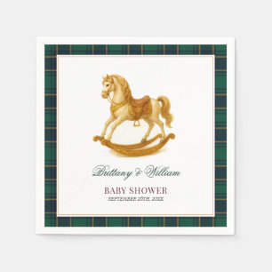 Rocking Horse Baby Shower Elegant Tartan Plaid Napkin