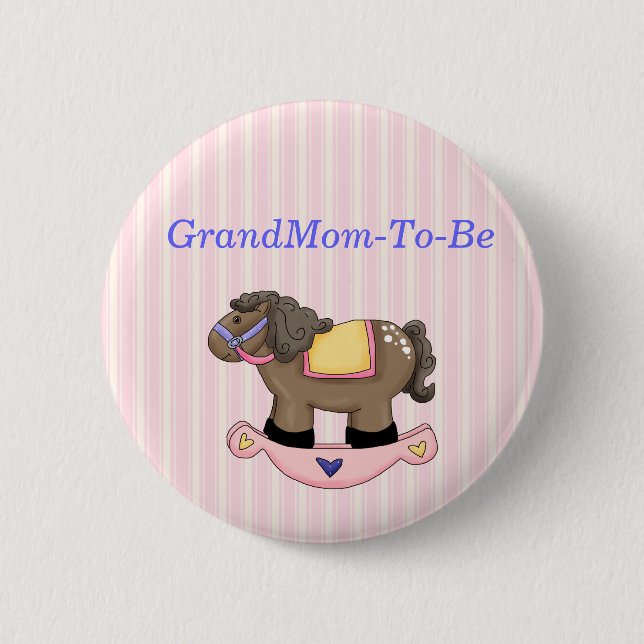 Rocking Horse Baby Shower Grandmother Pin Button (Front)