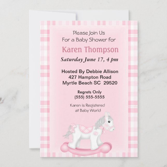 Rocking Horse Baby Shower  Invitation (Front)