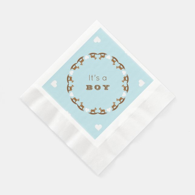 Rocking Horse Baby Shower Its a Boy Napkins (Corner)