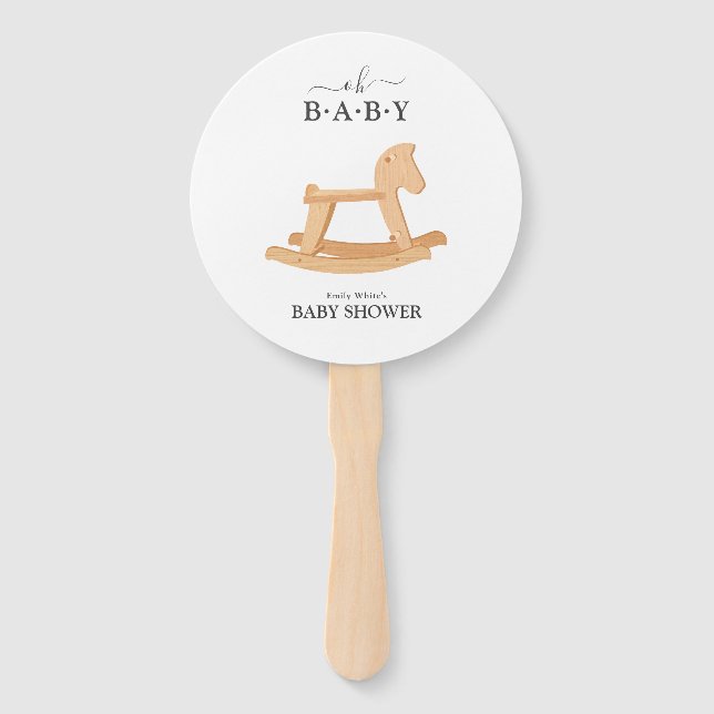 Rocking Horse Baby Shower Minimalist Baby Shower Hand Fan (Front)